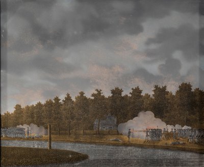 Intercambio de disparos en el Vaartse Rijn cerca de Jutphaas, 1787-88 de Jonas Zeuner